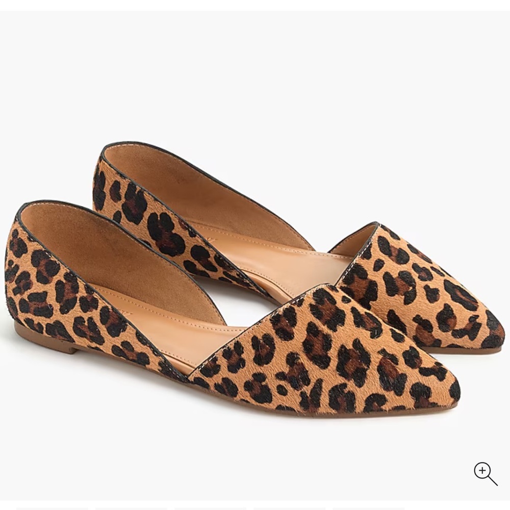 J. Crew Zoe leopard calf hair d'Orsay flats